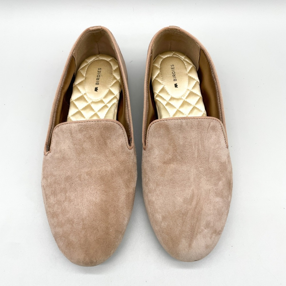 Birdies Womens 9W Wide The Starling Loafers Flats Tan Suede Preppy Office Travel